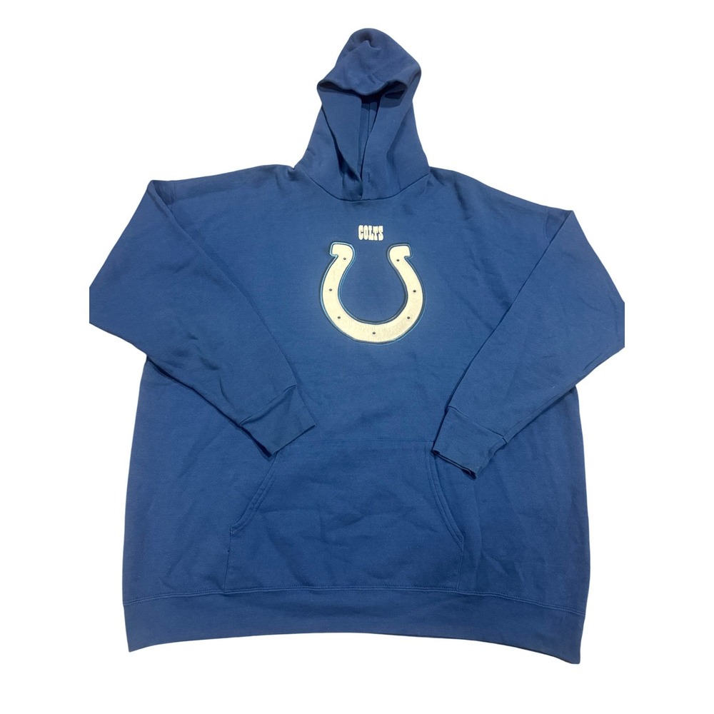 NFL Indianapolis Colts Hoodie Blue Fleece Pullover Sweatshirt Mens‎ XL